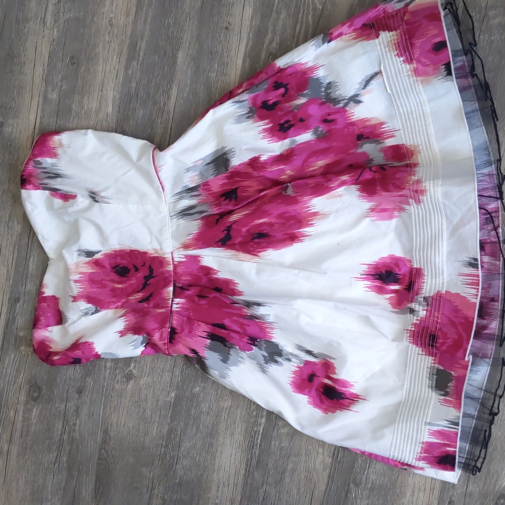 White and pink abstract mini dress -size 9 junior